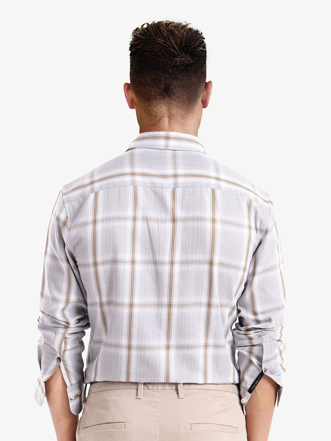 RARE RABBIT Men Comfort Spread Collar Checked Cotton Casual Shirt