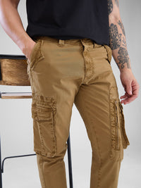 SPYKAR Regular Fit Solid Cargo Trousers