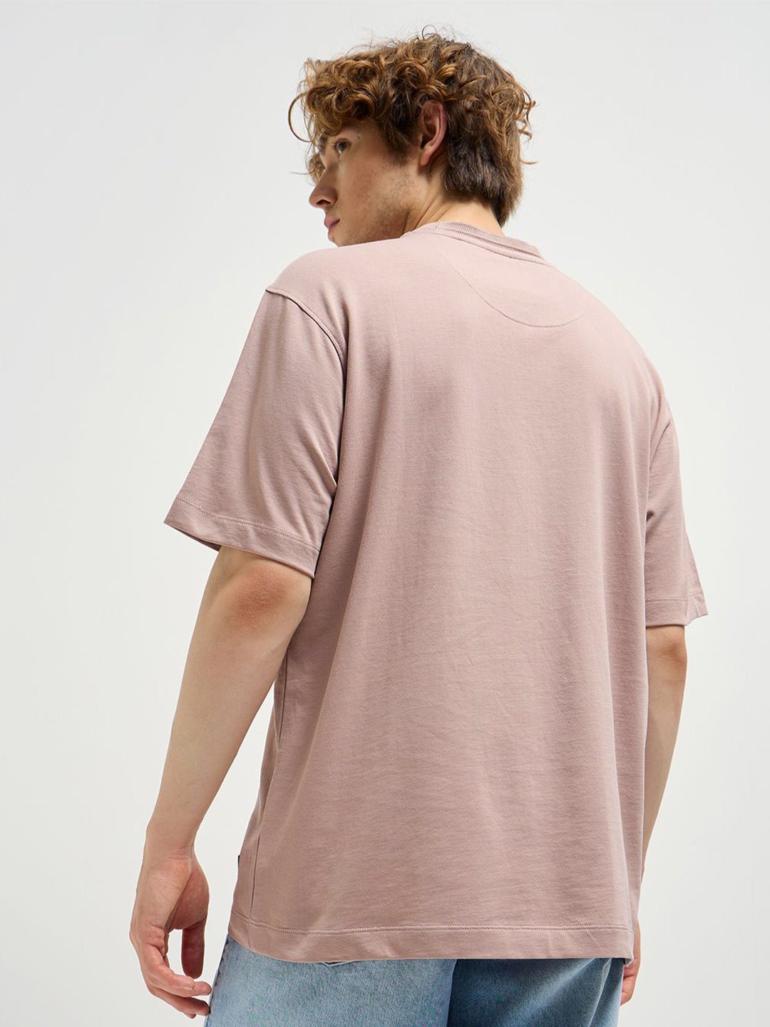 THE BEAR HOUSE Men Typography Printed Round Neck Cotton Oversized T-shirt