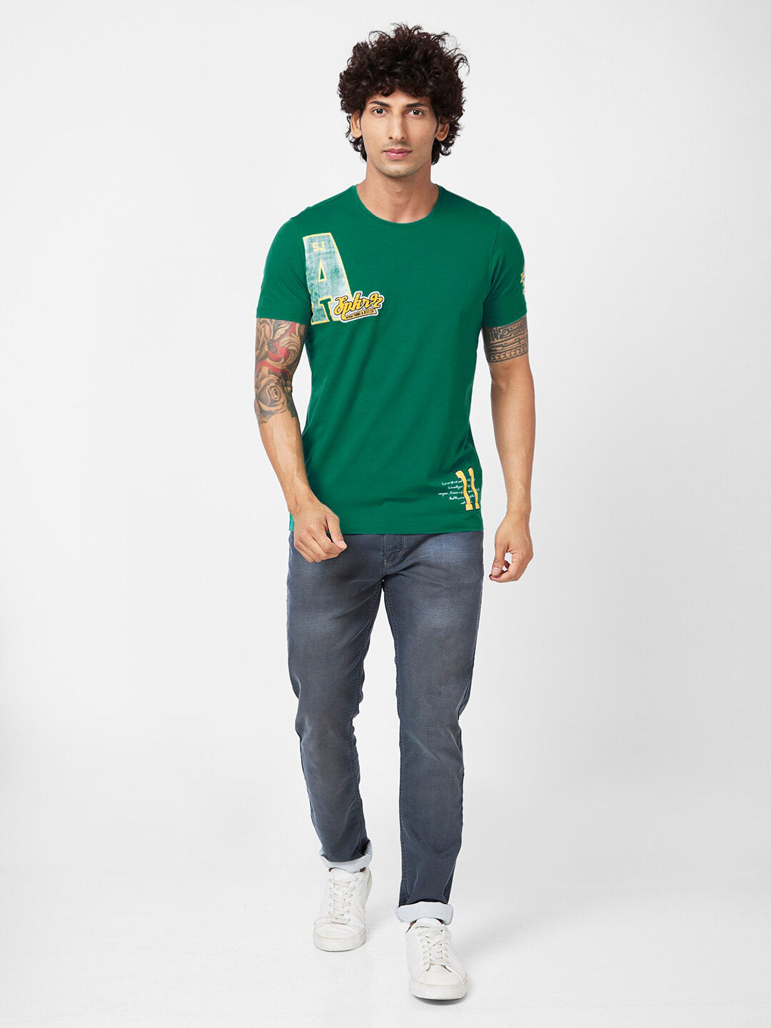 SPYKAR Typography Printed Slim Fit T-shirt