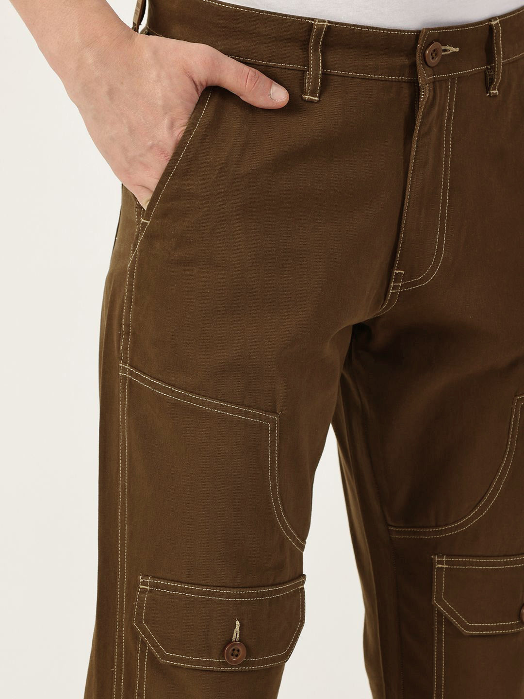 Thomas Scott Men Smart Regular Fit Easy Wash Mid-Rise Cotton Trousers