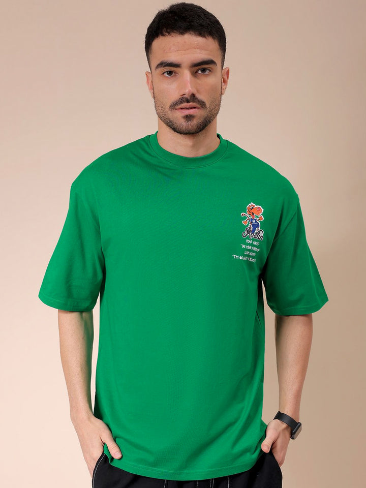 The Indian Garage Co Men Graphic Printed Round Neck Pure Cotton Oversized T-shirt