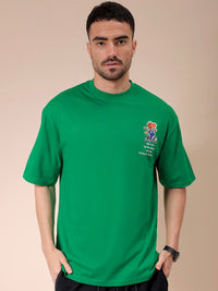 The Indian Garage Co Men Graphic Printed Round Neck Pure Cotton Oversized T-shirt