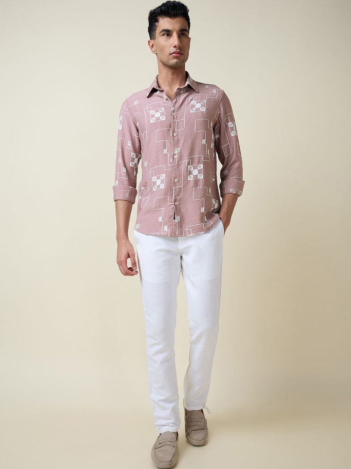 Thomas Scott Men Embroidered Regular Fit Casual Shirt