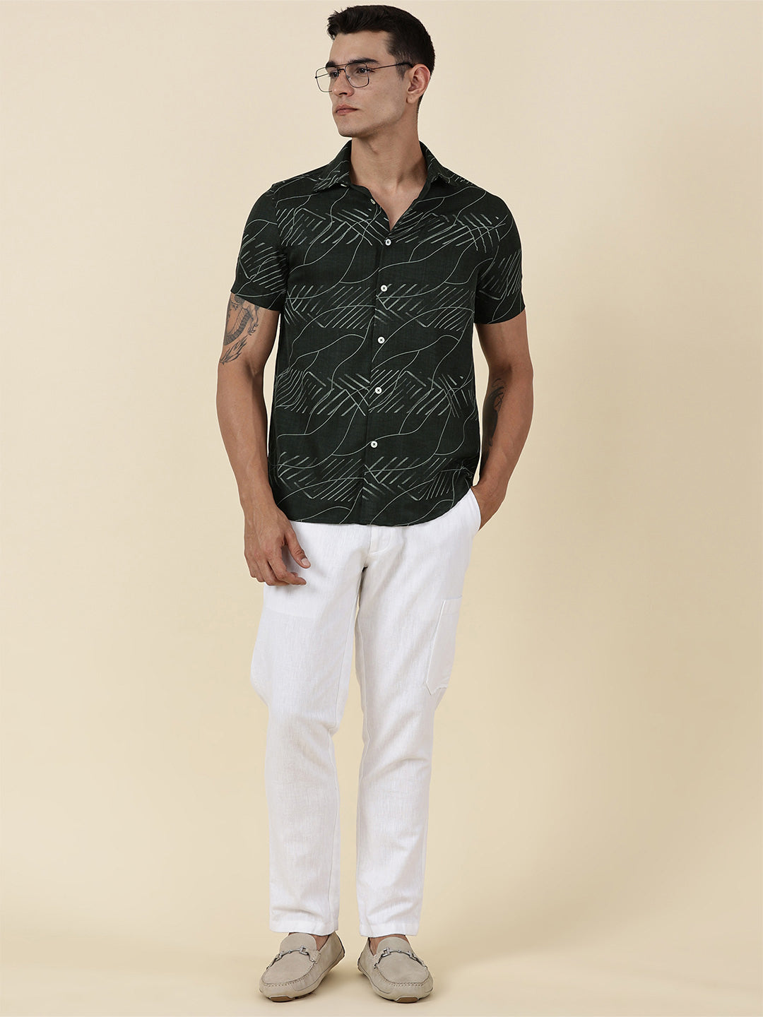Thomas Scott Men Classic Slim Fit Opaque Printed Casual Shirt