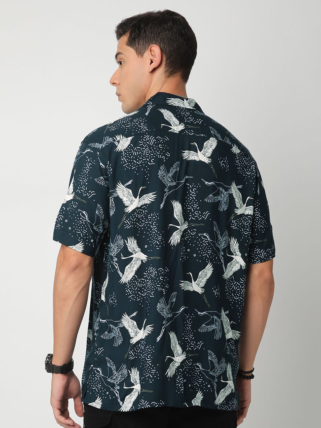 VASTRADO Men Classic Cuban Collar Floral Printed Oversized Casual Shirt