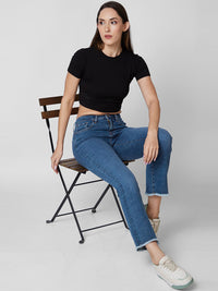 SPYKAR Women Bootcut Mid Rise Clean Look Light Fade Cropped Jeans