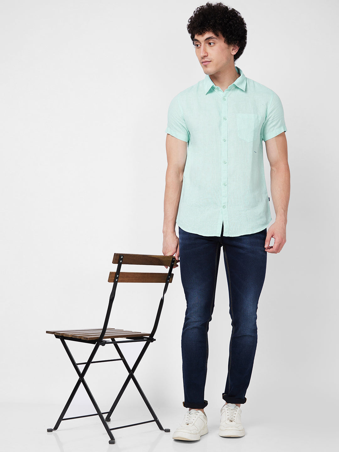 SPYKAR Spread Collar Short Sleeves Regular Fit Opaque Casual Shirt