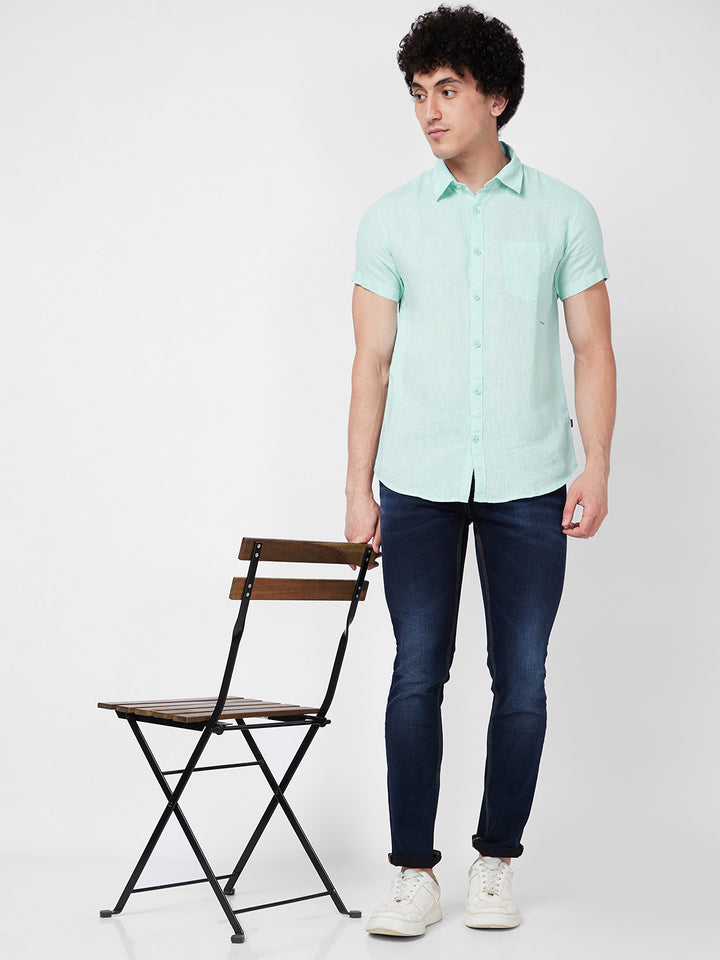 SPYKAR Spread Collar Short Sleeves Regular Fit Opaque Casual Shirt