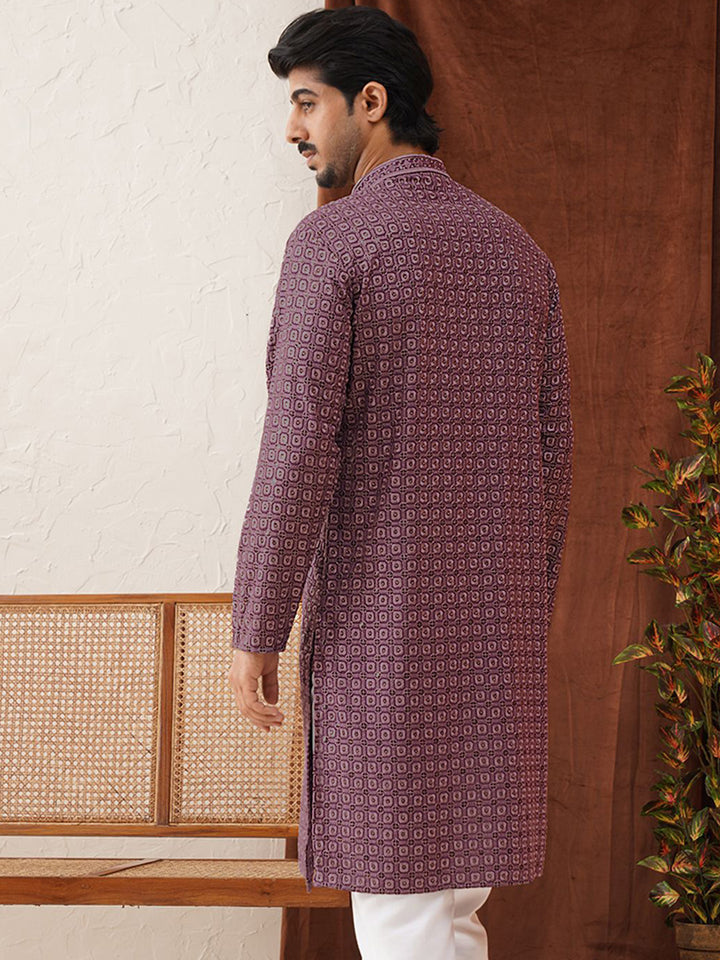 Jompers Men Geometric Embroidered Sequinned Kurta