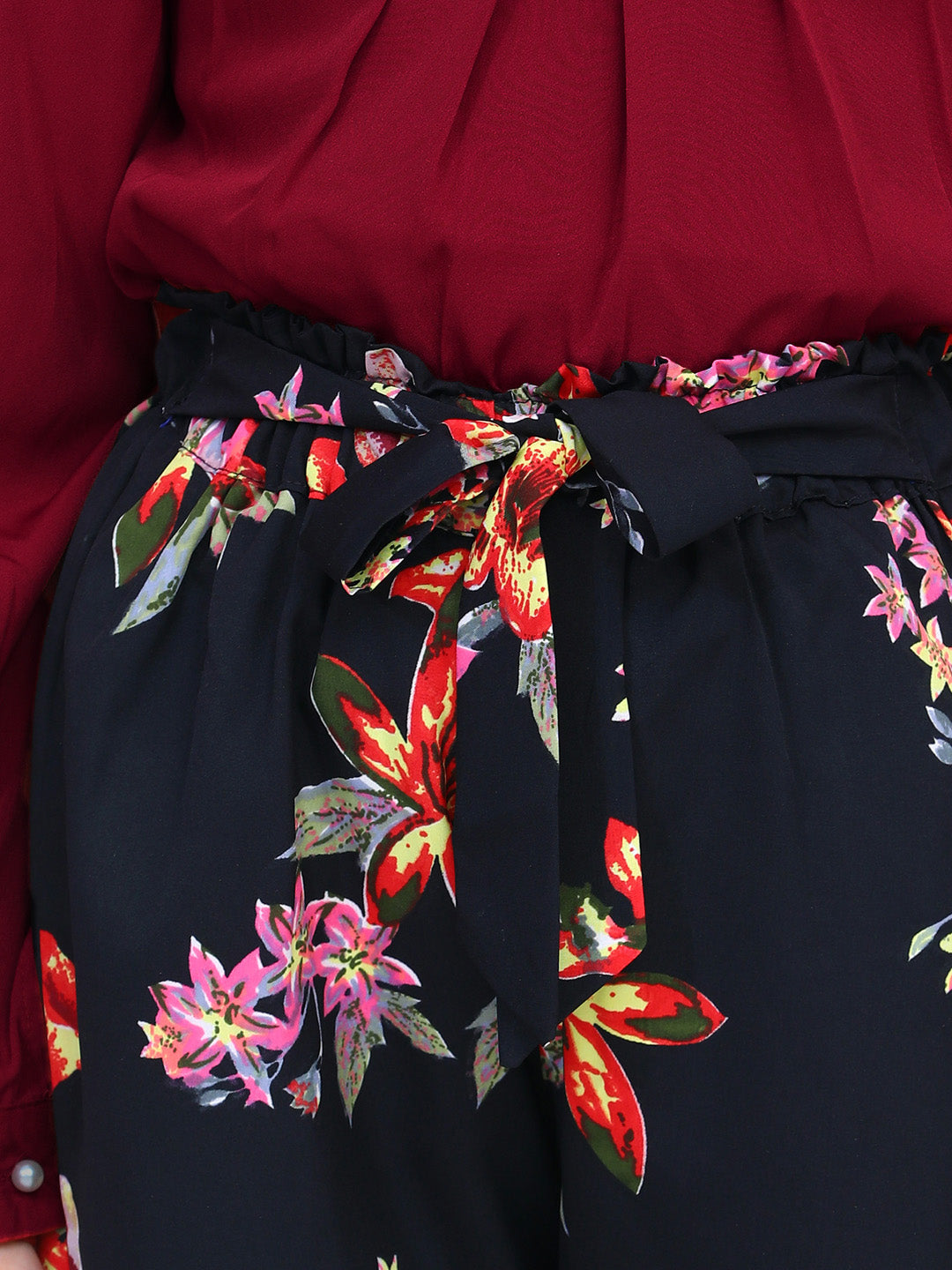 Cutiekins Floral Printed Bishop Sleeves Top with Palazzos Clothing Set