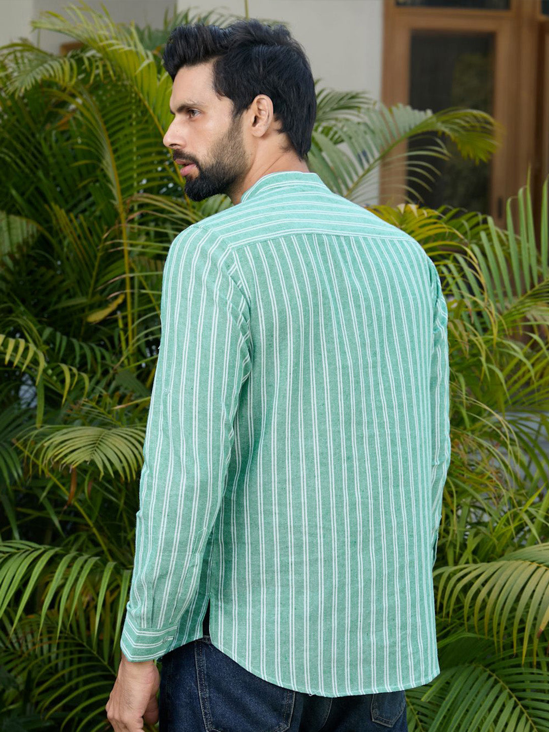 See Designs Men Striped Woven Design Cotton Straight Kurta