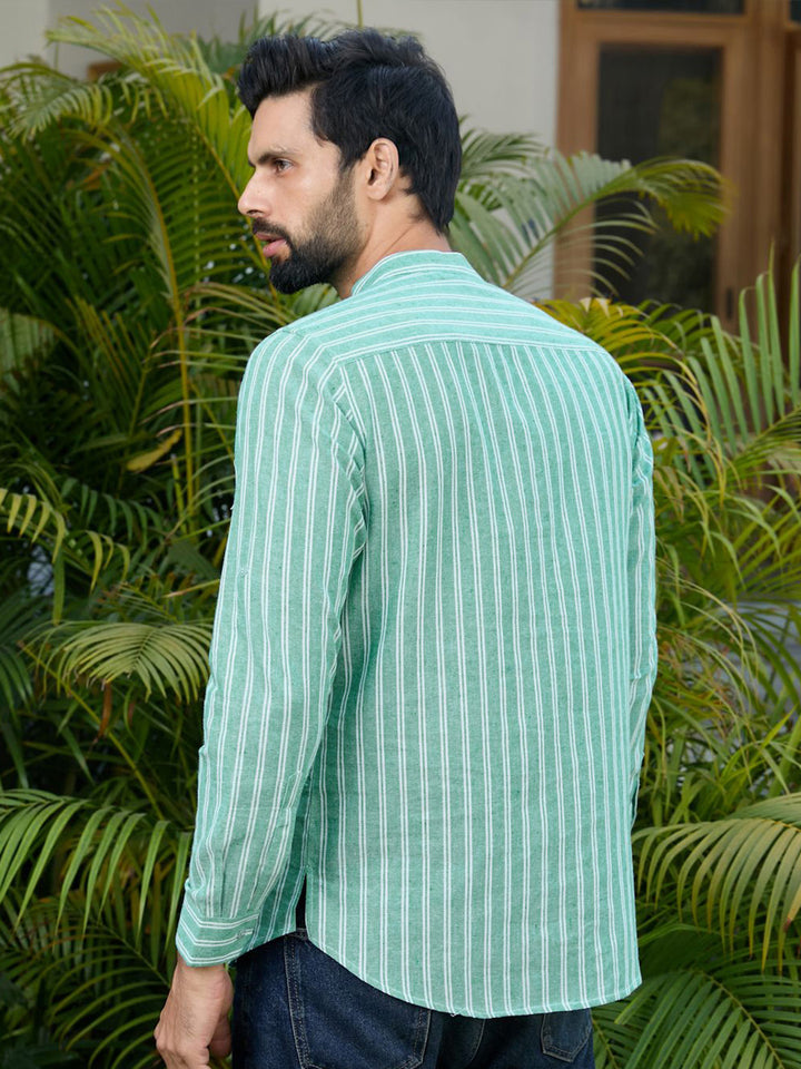 See Designs Men Striped Woven Design Cotton Straight Kurta