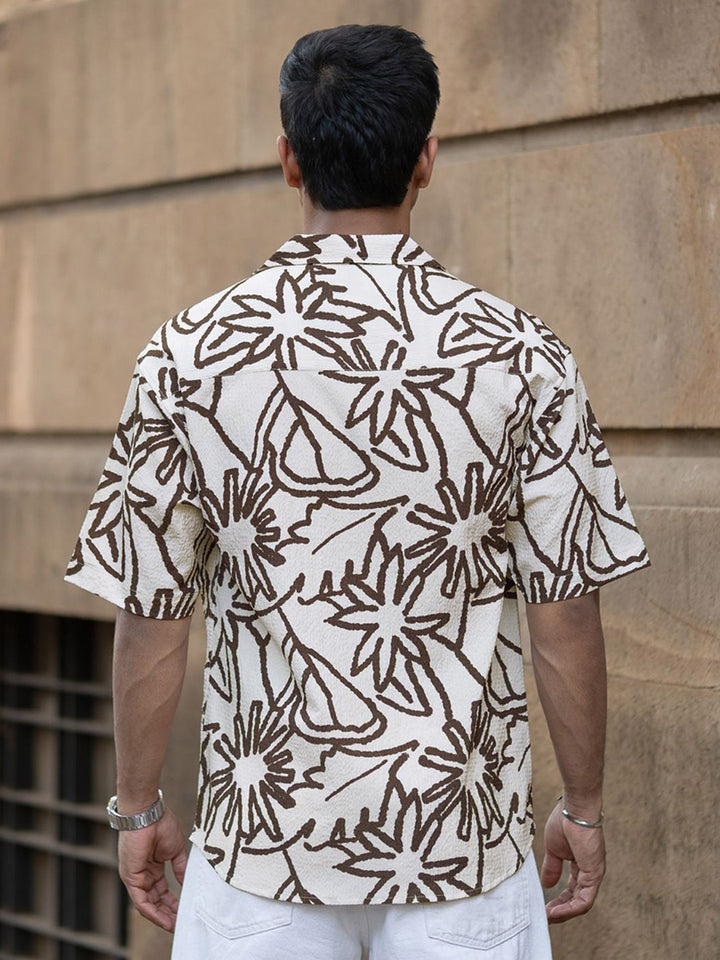 Powerlook Men Cuban Collar Textured Casual Shirt