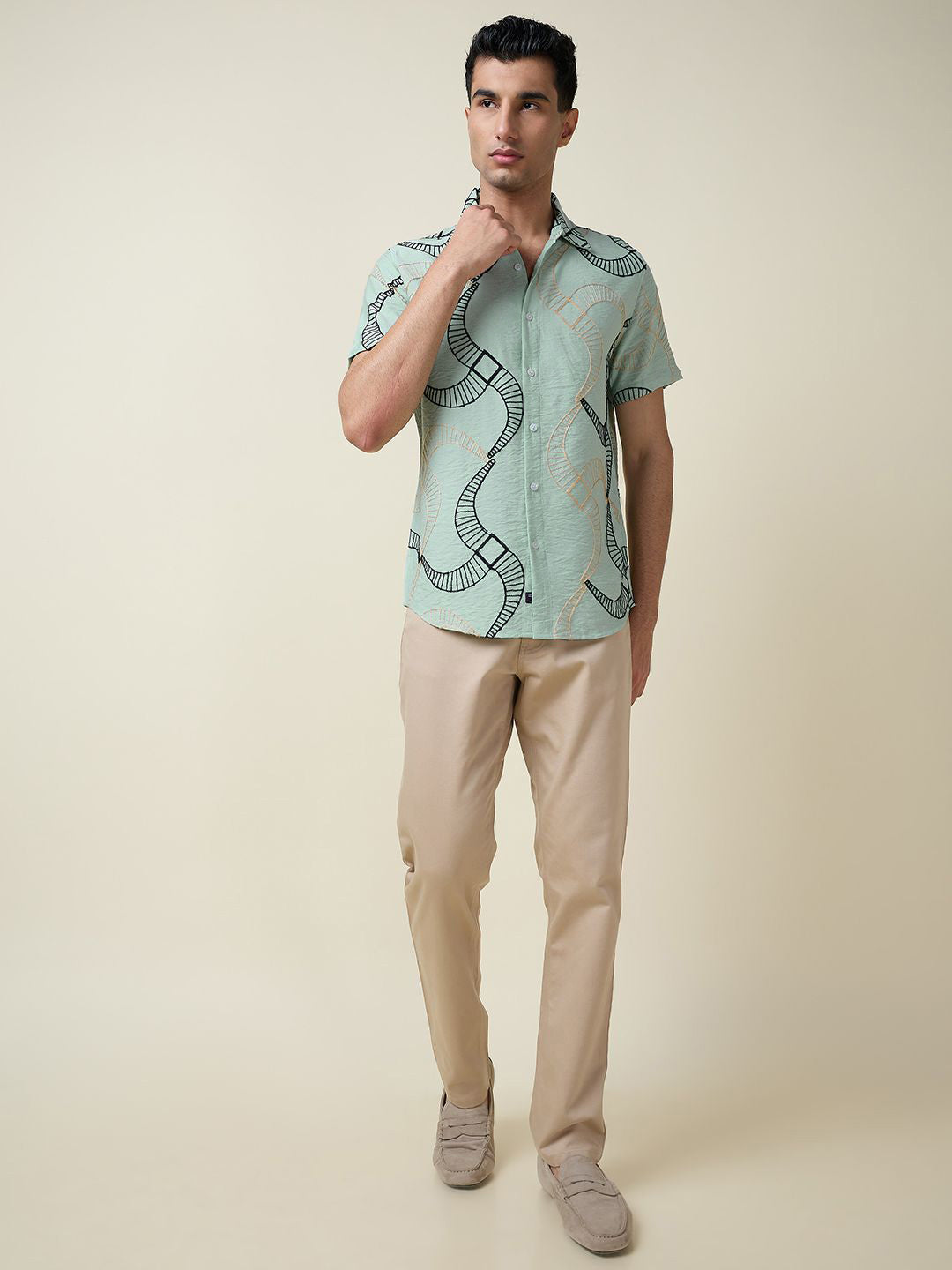 Thomas Scott Men Embroidered Regular Fit Casual Shirt