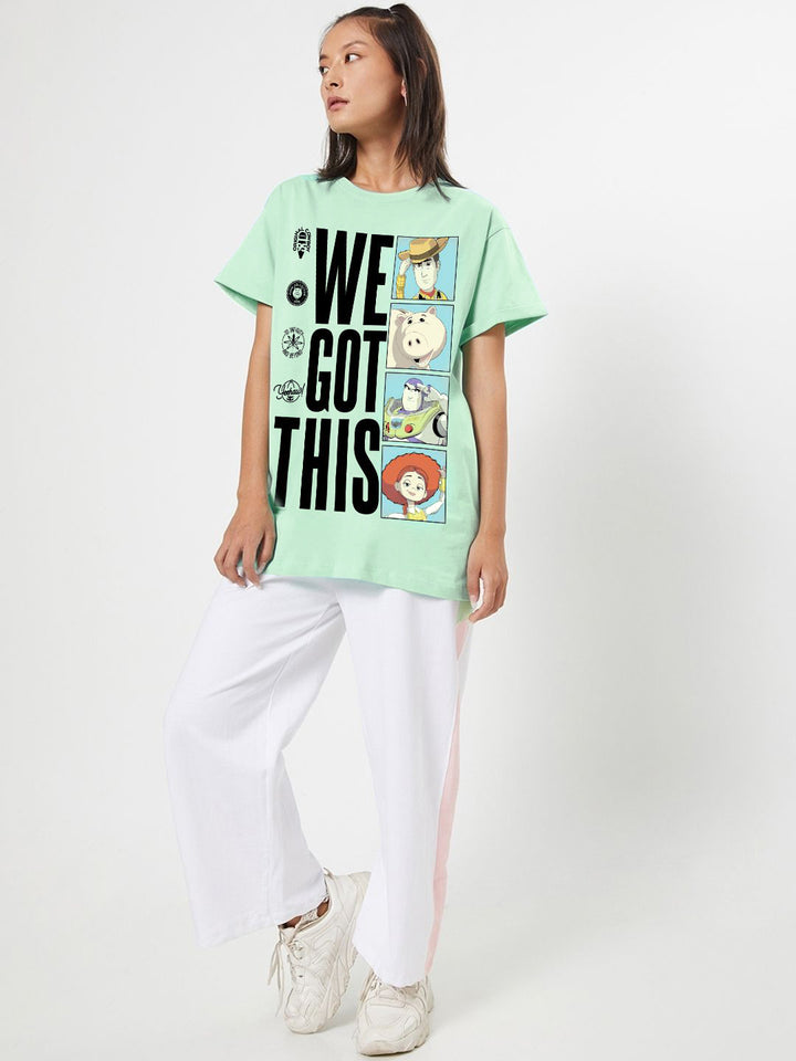 Bewakoof Typography Printed Round Neck Pure Cotton Oversized Toy Story T-shirt