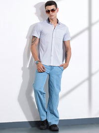 Thomas Scott Men Classic Slim Fit Spread Collar Micro Ditsy Printed Cotton Knitted Shirt