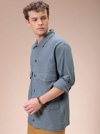The Indian Garage Co Men Regular Fit Solid Double Flap Pocket Resortwear Overshirt