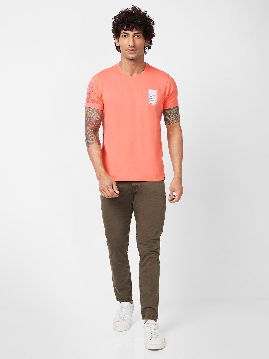 SPYKAR Typography Printed Slim Fit Casual T-Shirt