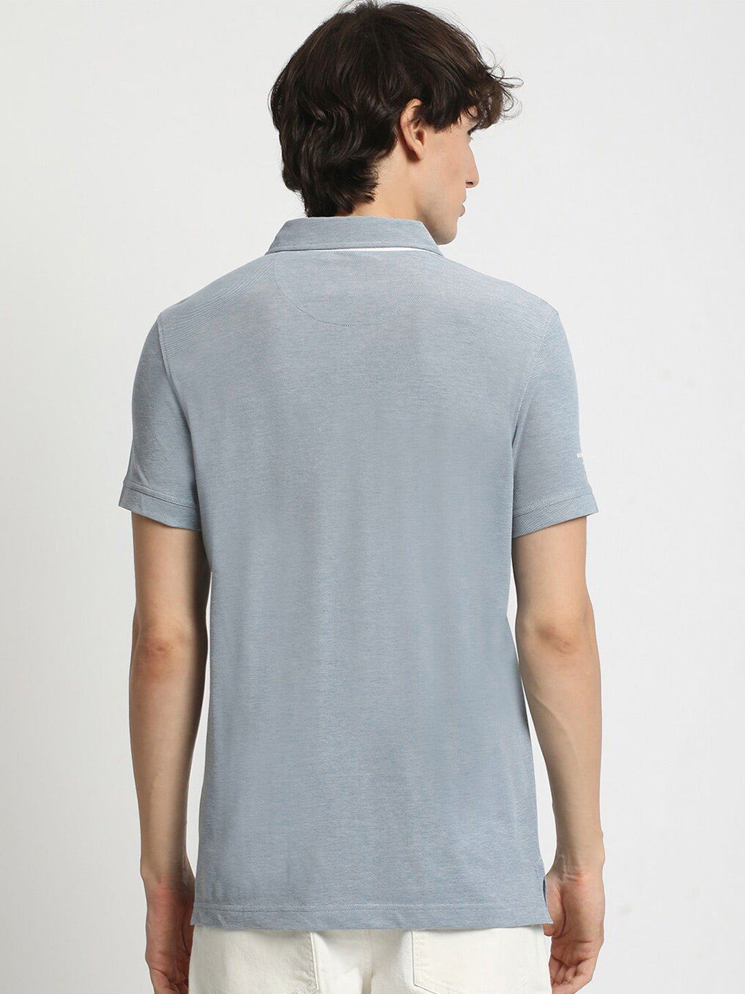 THE BEAR HOUSE Men Polo Collar Regular Fit Pure Cotton Solid T-shirt