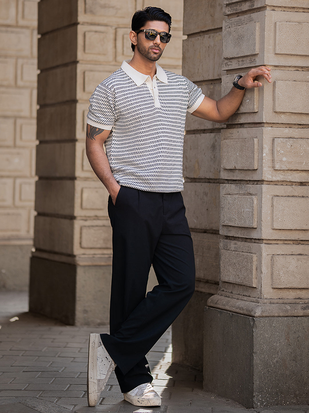 Powerlook Men Striped Polo Collar T-shirt