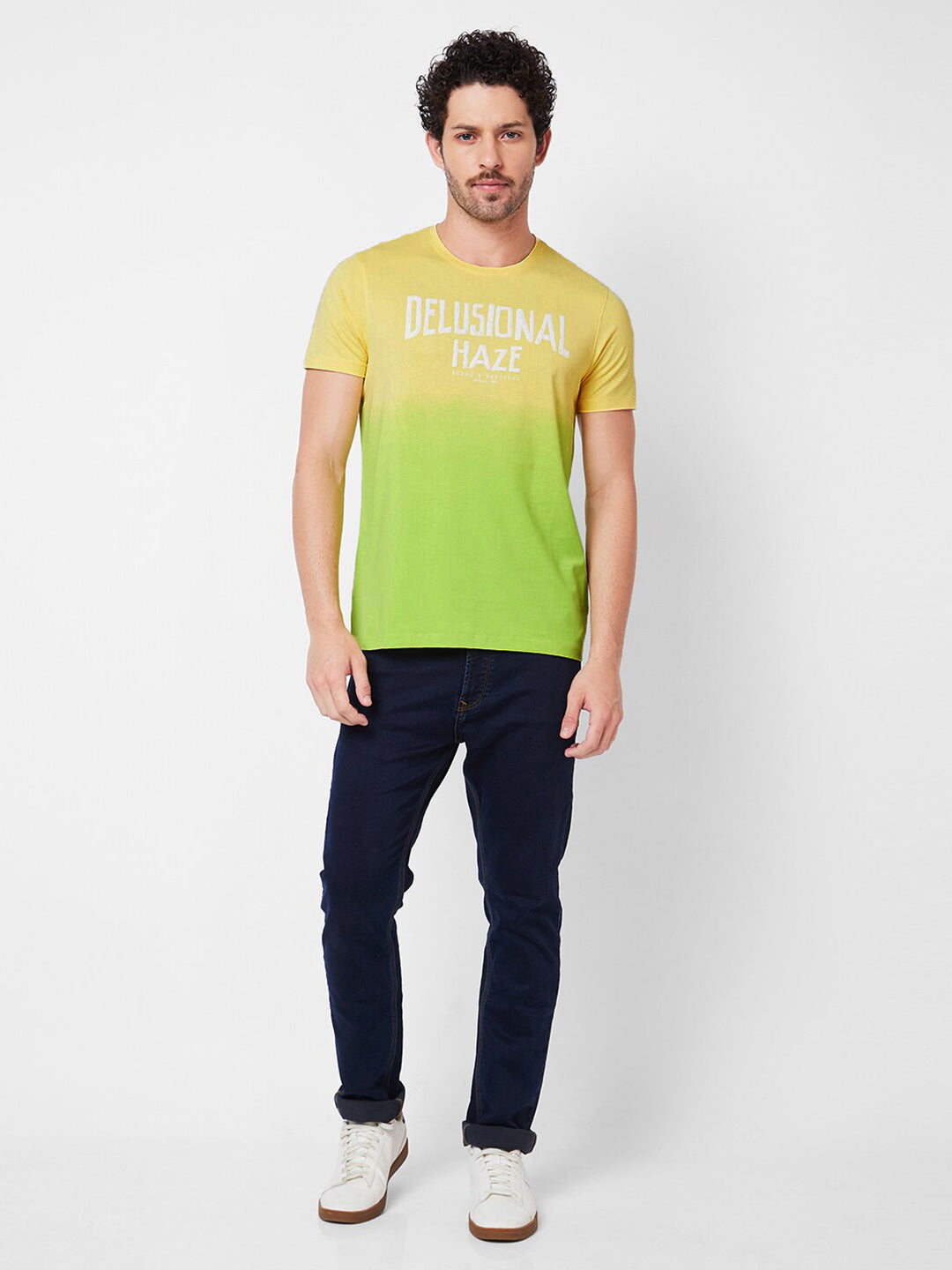 SPYKAR Typography Printed Cotton Slim Fit T-shirt