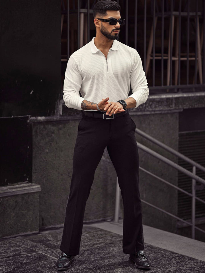 Powerlook Men Self Design Polo Collar Cotton T-shirt