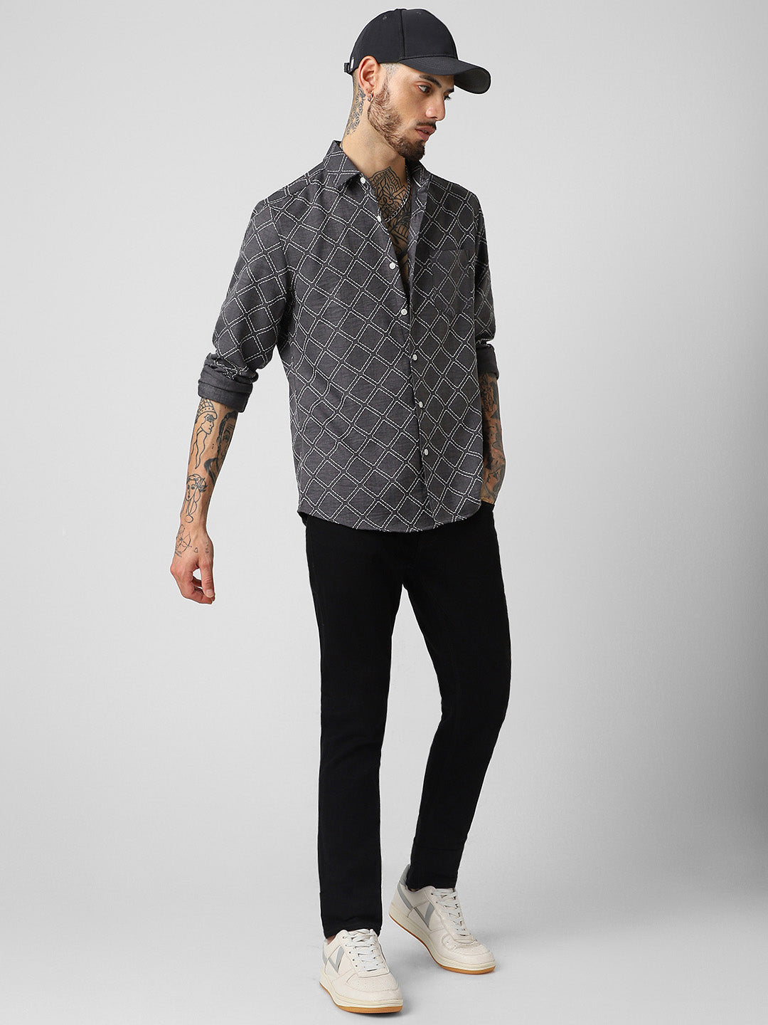 VASTRADO Men Classic Slim Fit Geometric Printed Casual Shirt