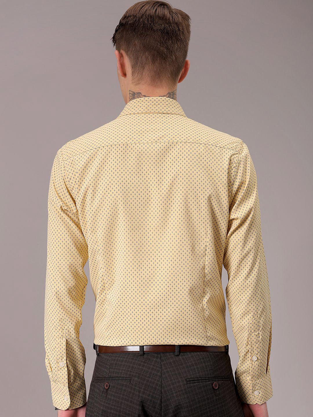 The Indian Garage Co. X Luxe Men Spread Collar Micro Ditsy Printed Slim Fit Formal Shirt