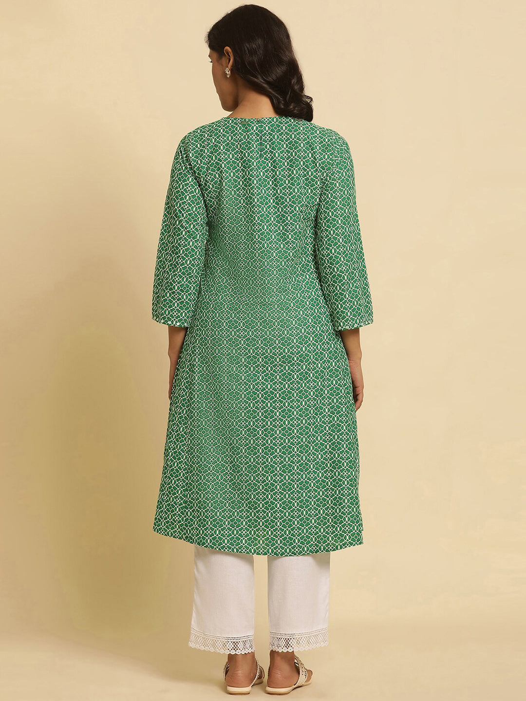 W Ethnic Motifs Printed Pure Cotton A-Line Kurta