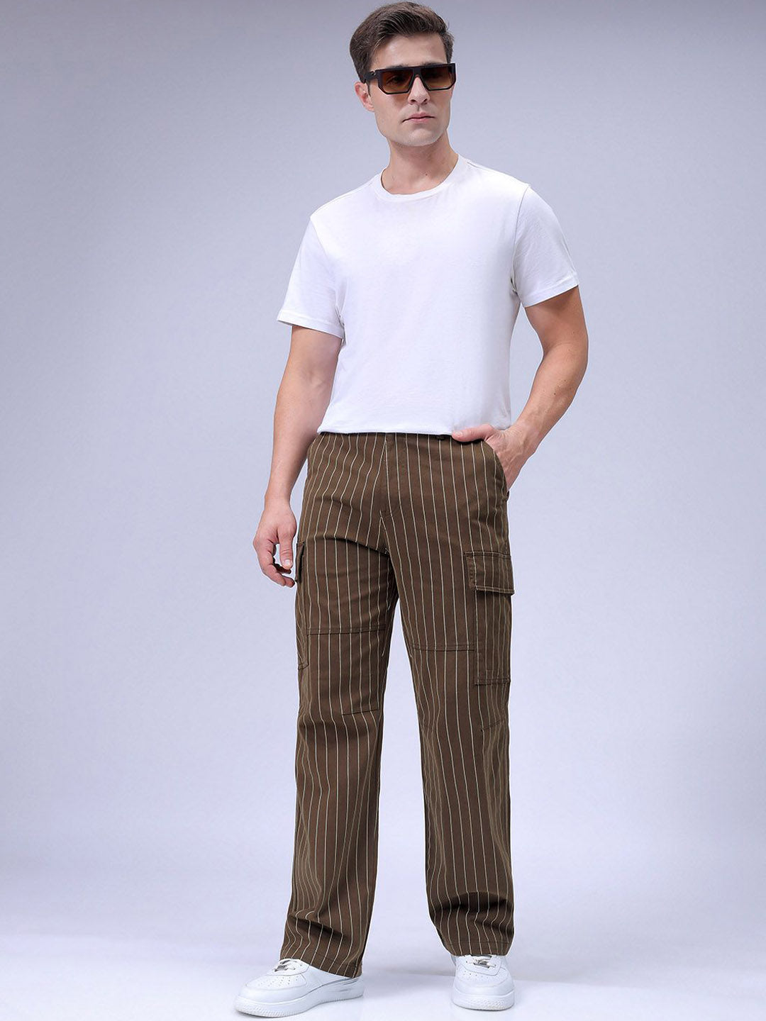 The Indian Garage Co. Men Relaxed Fit Striped Cargo