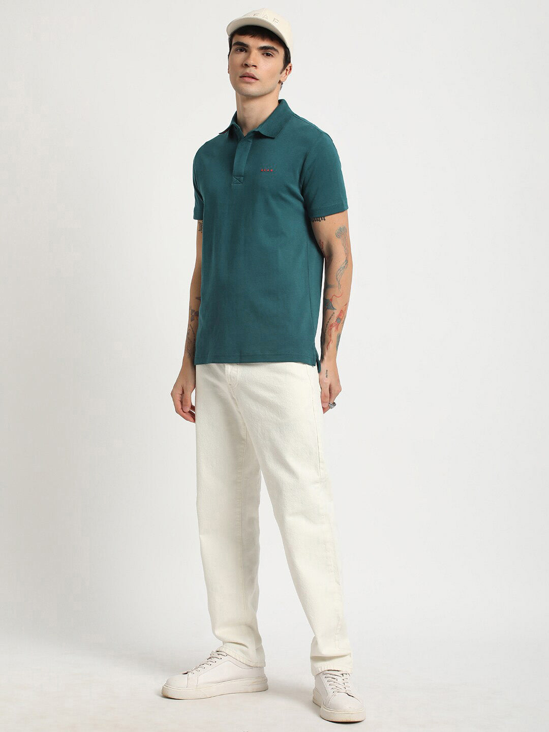 THE BEAR HOUSE Polo Collar Slim Fit Pure Cotton T-shirt