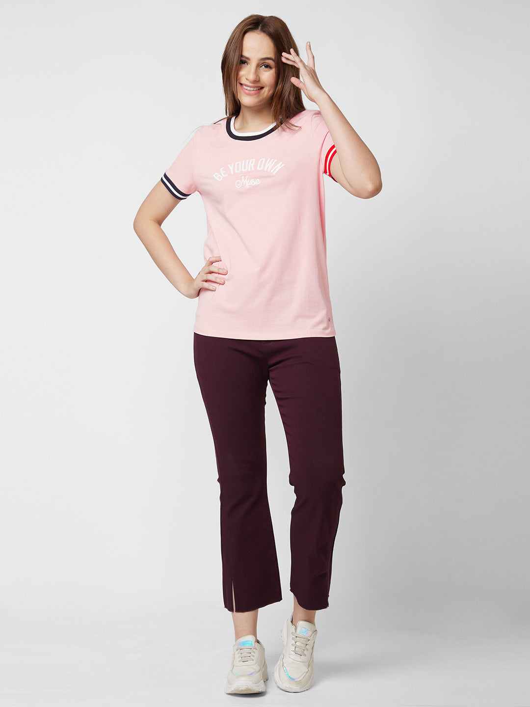 SPYKAR Women Pink Printed T-shirt