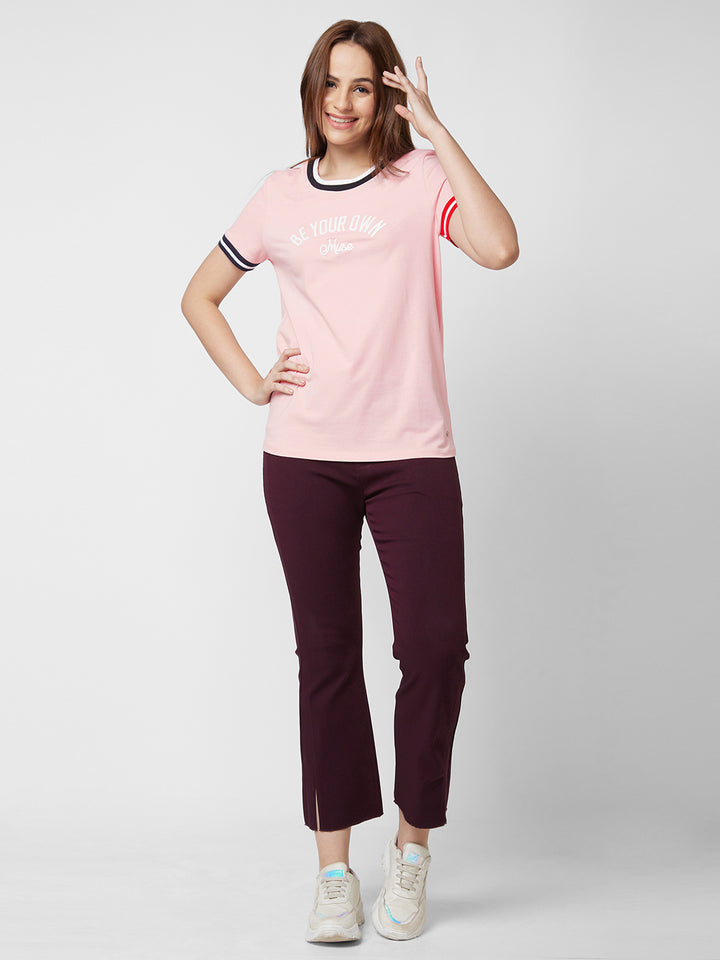 SPYKAR Women Pink Printed T-shirt