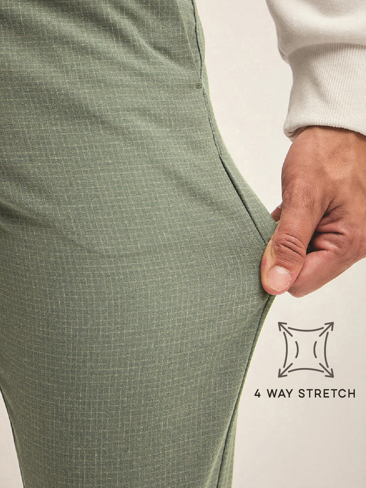 THE BEAR HOUSE Men Solid 4 Way Stretch Slim Fit Formal Trouser