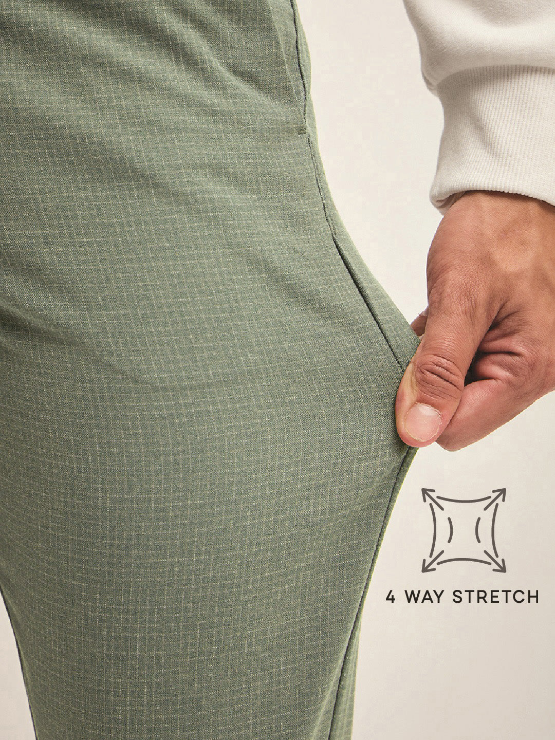 THE BEAR HOUSE Men Solid 4 Way Stretch Slim Fit Formal Trouser