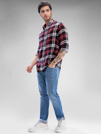 SPYKAR Men Tartan Checks Spread Collar Slim Fit Casual Shirt