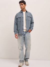 THE BEAR HOUSE Men Spread Collar Solid Pure Cotton Relaxed Fit Casual Shirt