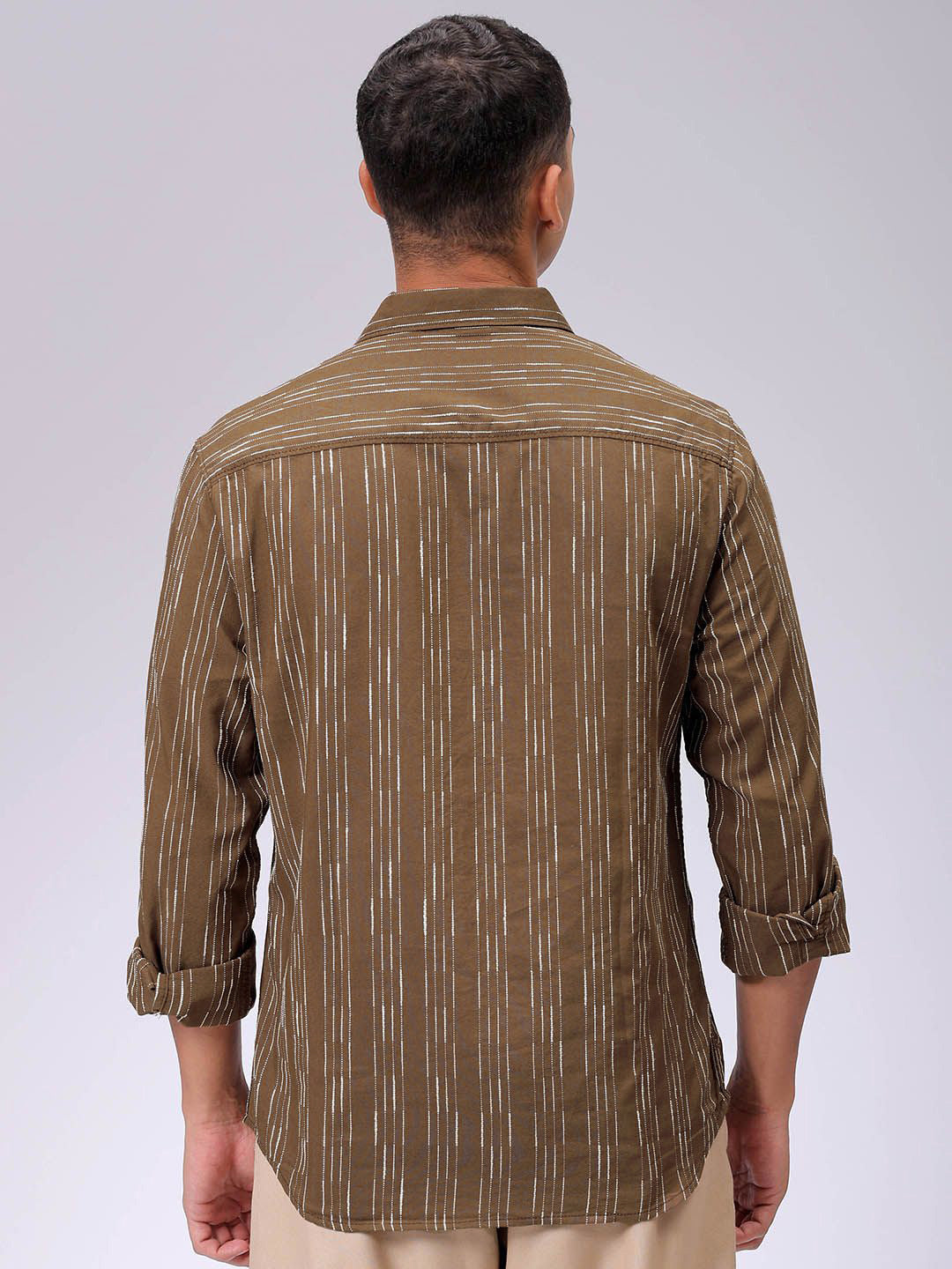 The Indian Garage Co Men Slim Fit Multi Stripes Opaque Striped Casual Shirt