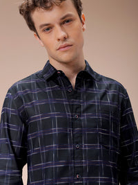 The Indian Garage Co Men Spread Collar Checked Cotton Slim Fit Casual Shirt