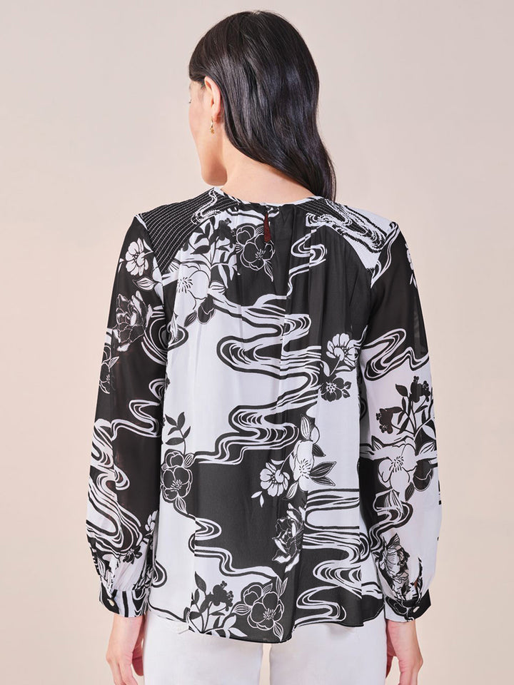 AND Women Abstract Print High Neck Sleeveless Top