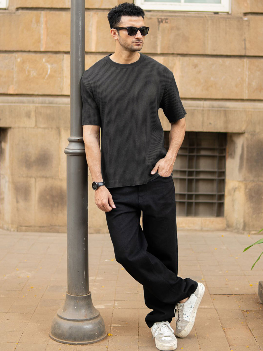 Powerlook Men Self Design Relaxed Fit T-shirt