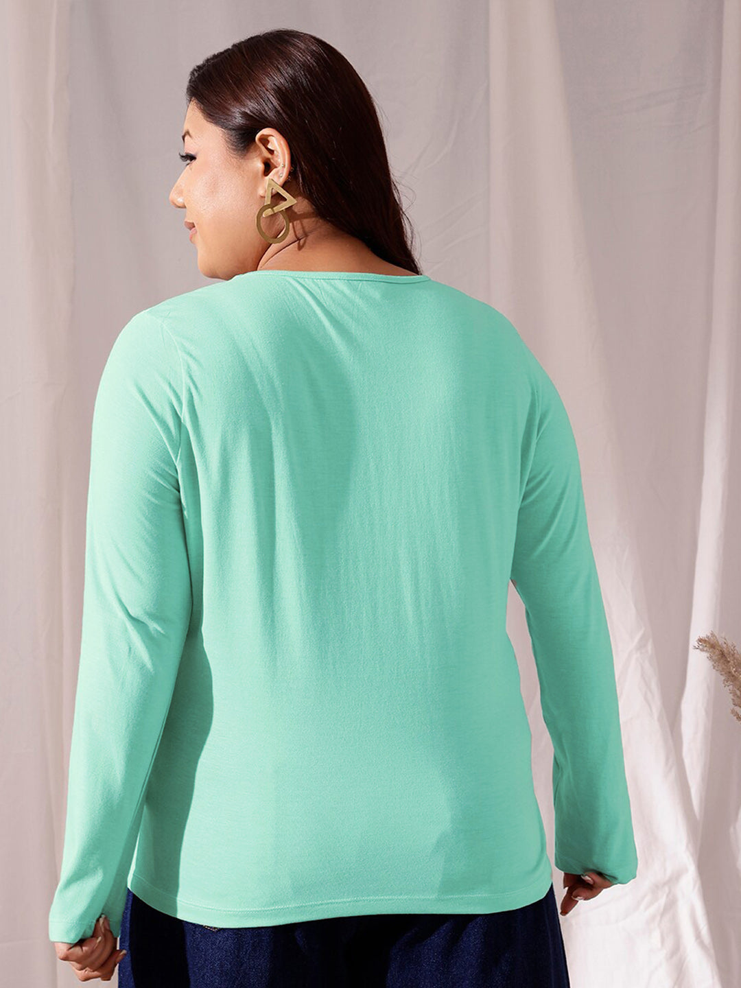 CURVY STREET Plus Size V-Neck Cotton T-shirt