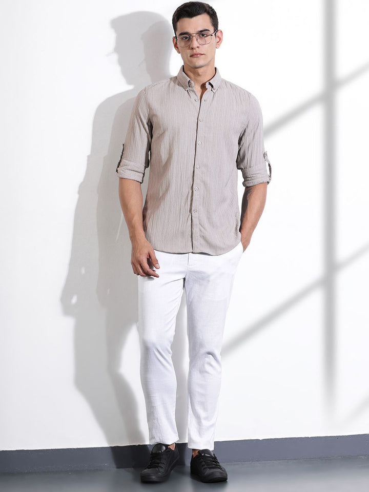 Thomas Scott Men Classic Slim Fit Opaque Casual Shirt