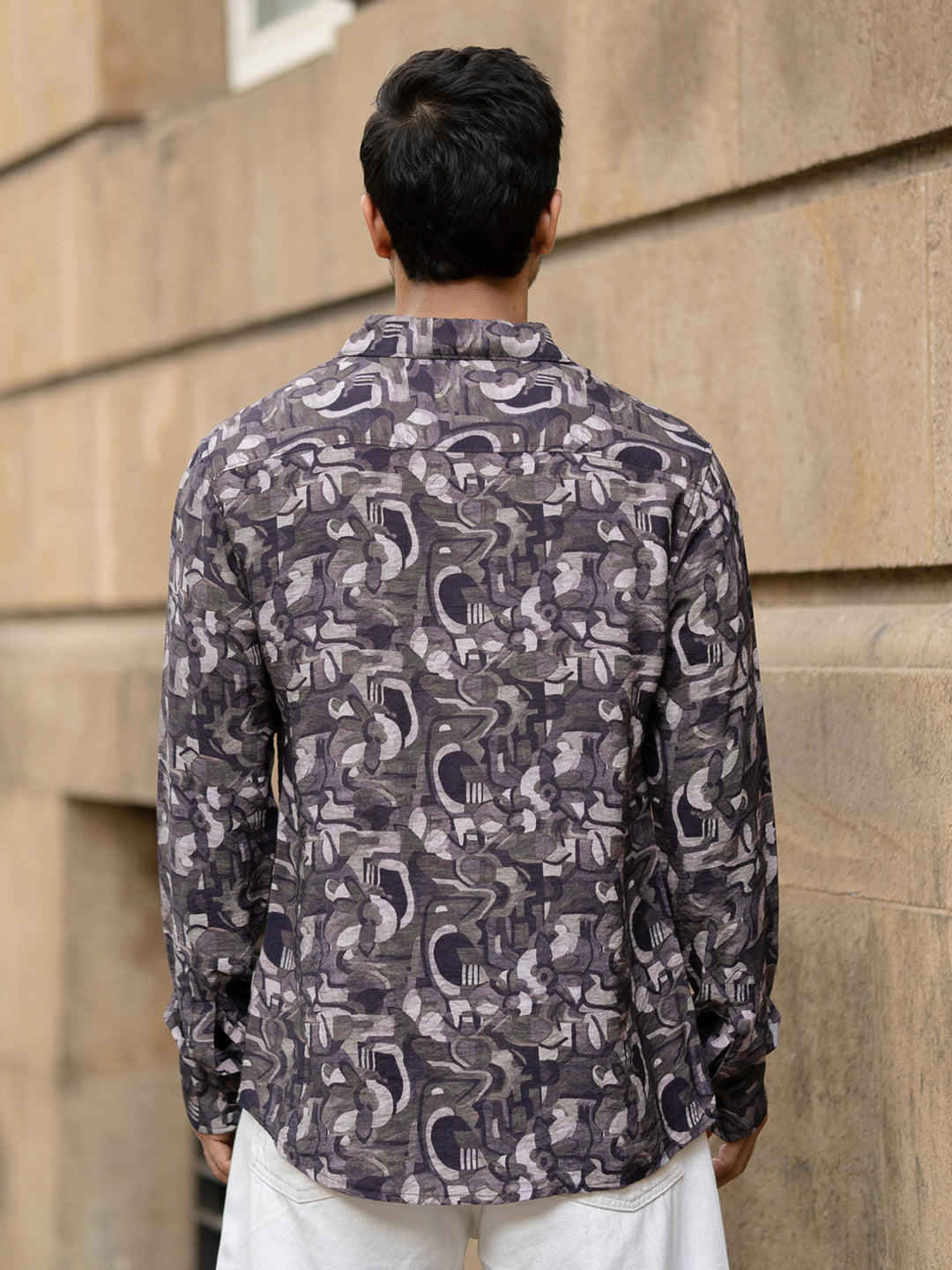 Powerlook Men Spread Collar Abstract Printed Cotton Casual Shirt