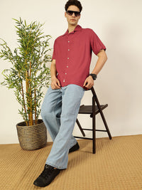 Thomas Scott Men Premium Cuban Collar Solid Oversized Casual Shirt