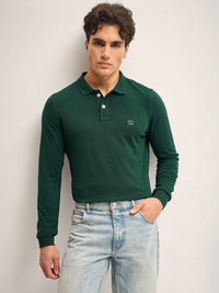 THE BEAR HOUSE Men Solid Polo Collar Cotton T-shirt