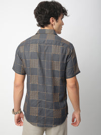 VASTRADO Men Classic Spread Collar Geometric Printed Pure Cotton Slim Fit Casual Shirt