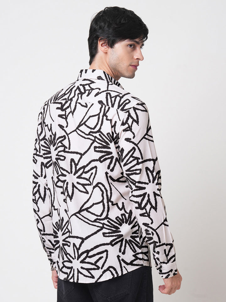 VASTRADO Men Classic Slim Fit Spread Collar Floral Printed Casual Shirt