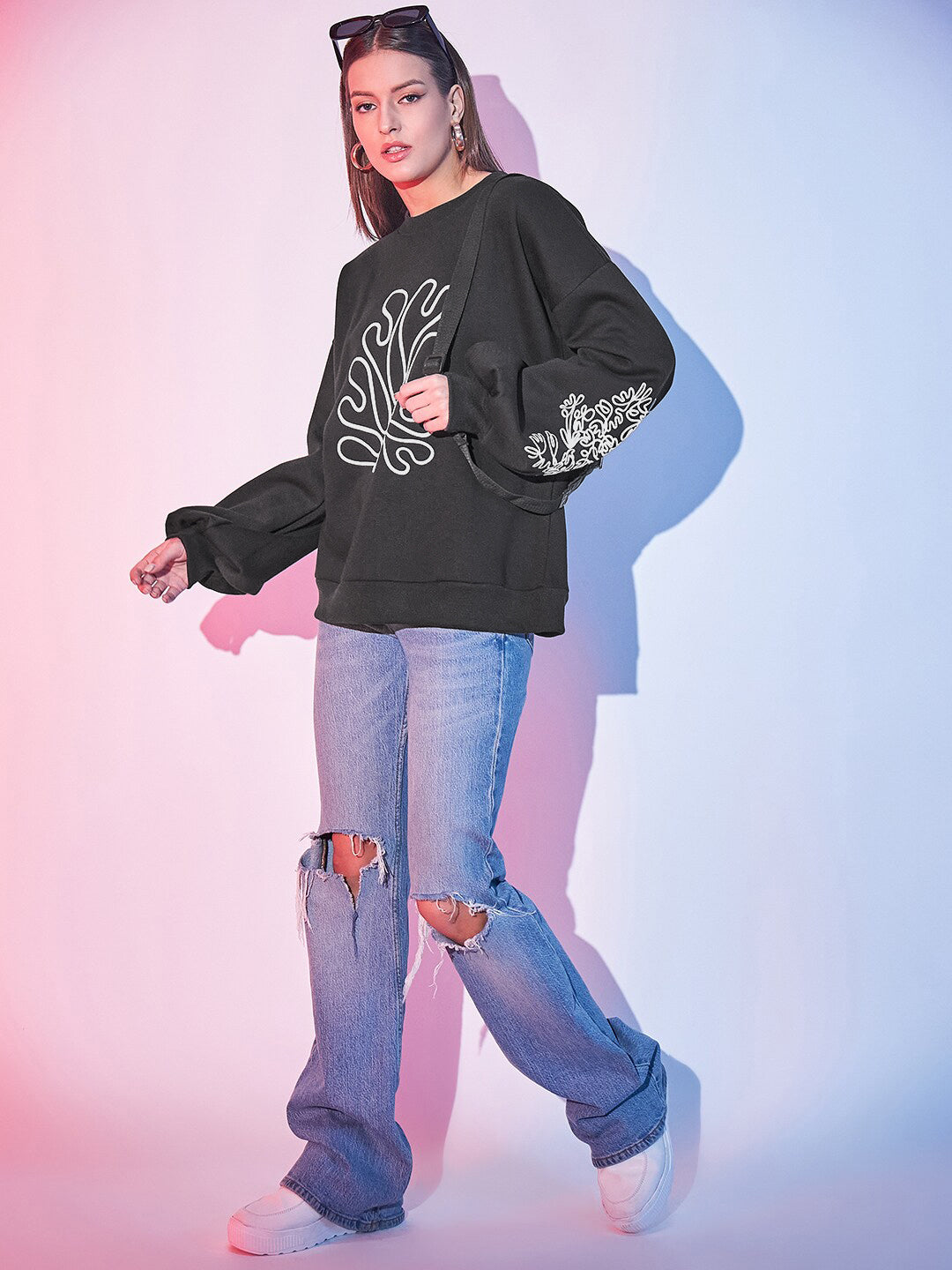 STREET 9 Graphic Printed Fleece Pullover